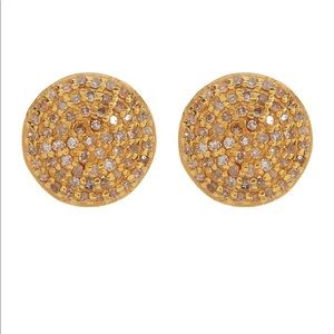 Adornia Gold Vermeil Diamond Pave Round Stud 1 ctw